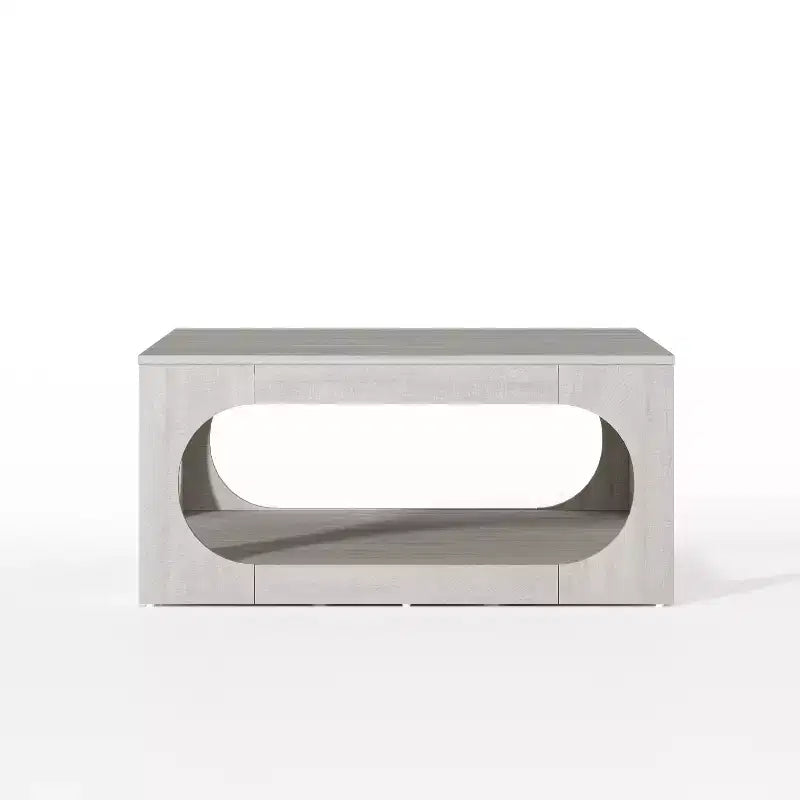 Tavolino da caffè quadrato moderno con ripiano aperto, 34,8 x 34,8 x 16,1 pollici, grigio