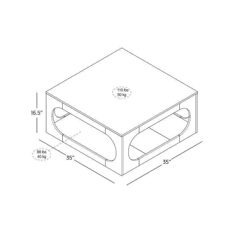 Tavolino da caffè quadrato moderno con ripiano aperto, 34,8 x 34,8 x 16,1 pollici, grigio