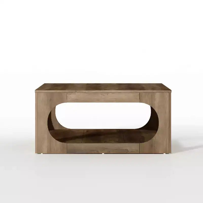 Tavolino da caffè quadrato moderno con ripiano aperto, 34,8 x 34,8 x 16,1 pollici, grigio