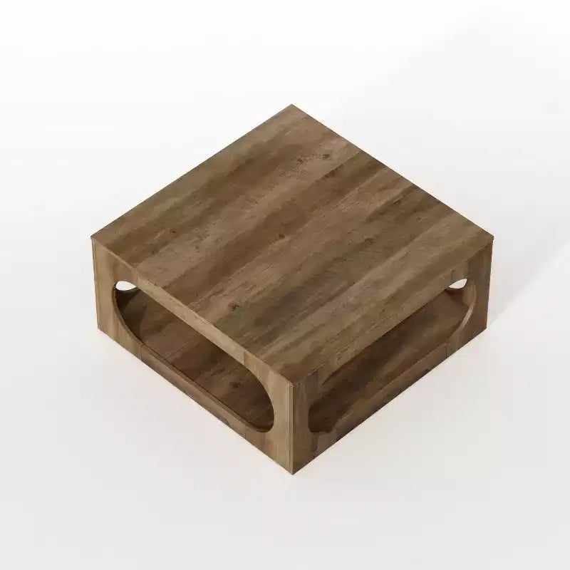 Tavolino da caffè quadrato moderno con ripiano aperto, 34,8 x 34,8 x 16,1 pollici, grigio