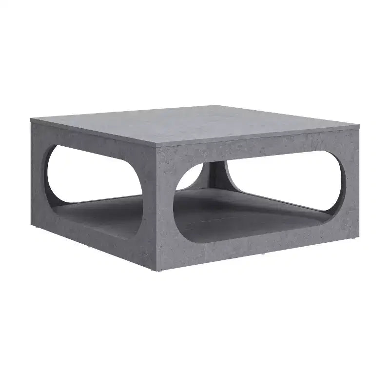 Tavolino da caffè quadrato moderno con ripiano aperto, 34,8 x 34,8 x 16,1 pollici, grigio