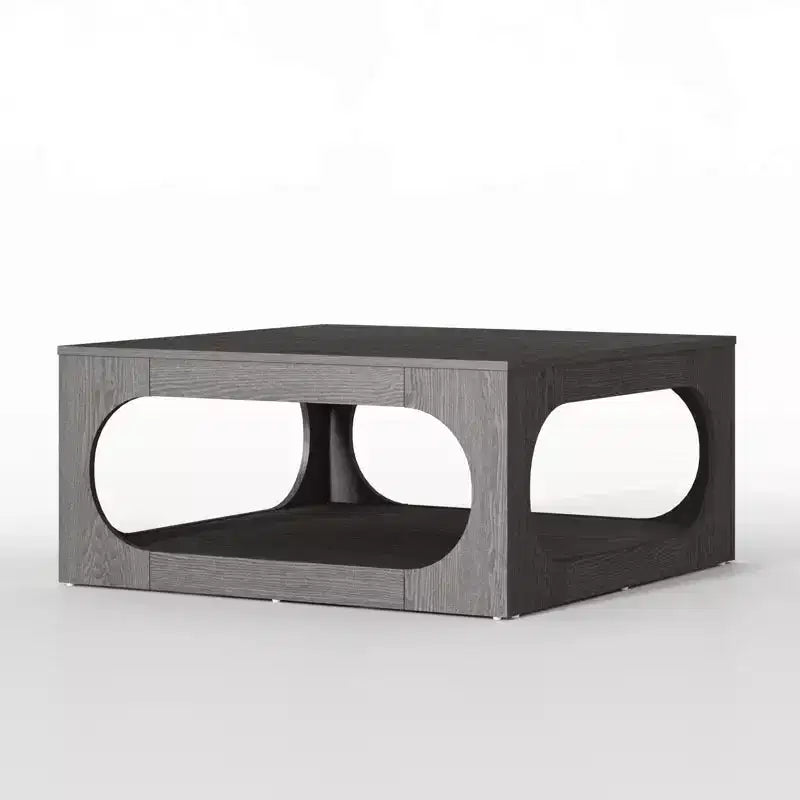 Tavolino da caffè quadrato moderno con ripiano aperto, 34,8 x 34,8 x 16,1 pollici, grigio