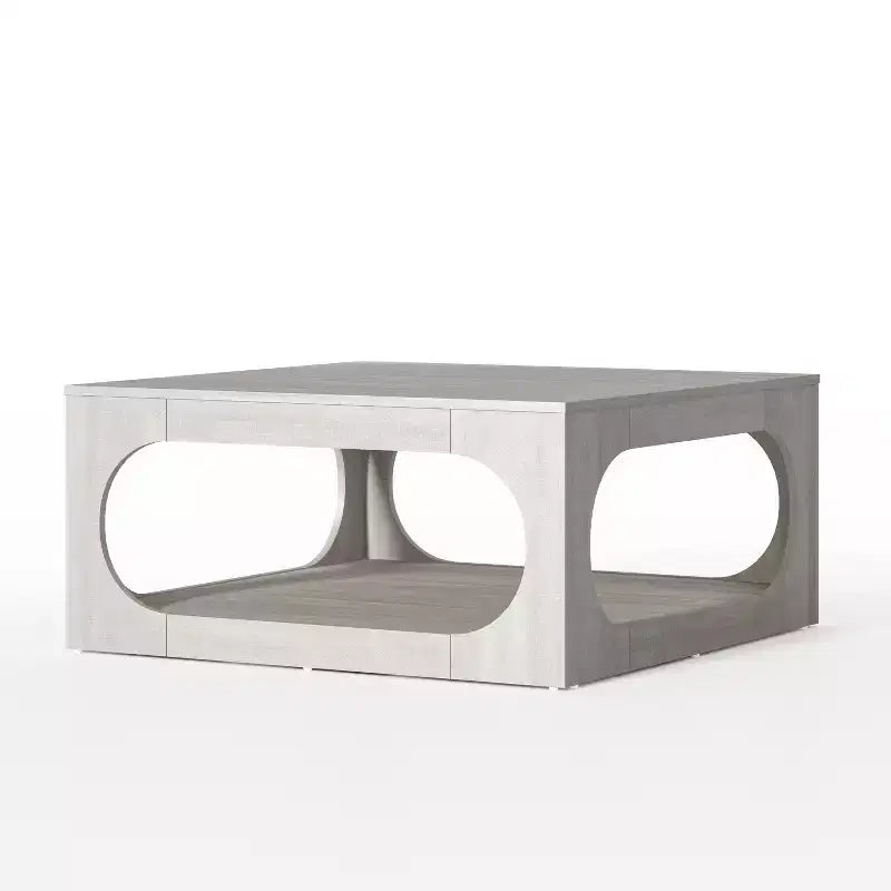 Tavolino da caffè quadrato moderno con ripiano aperto, 34,8 x 34,8 x 16,1 pollici, grigio