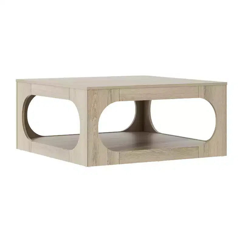 Tavolino da caffè quadrato moderno con ripiano aperto, 34,8 x 34,8 x 16,1 pollici, grigio