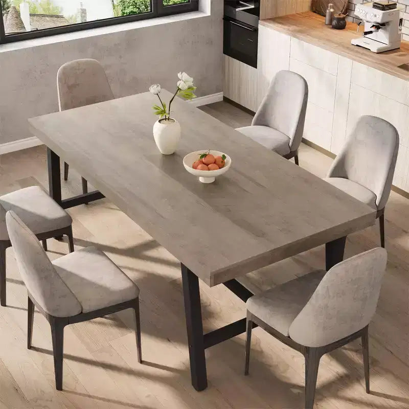 Tavolo da pranzo industriale da 179 cm per 6-8 persone, struttura in metallo, finitura marrone rustico
