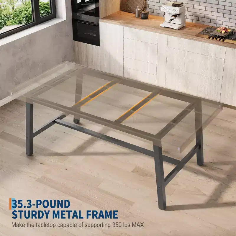 Tavolo da pranzo industriale da 179 cm per 6-8 persone, struttura in metallo, finitura marrone rustico
