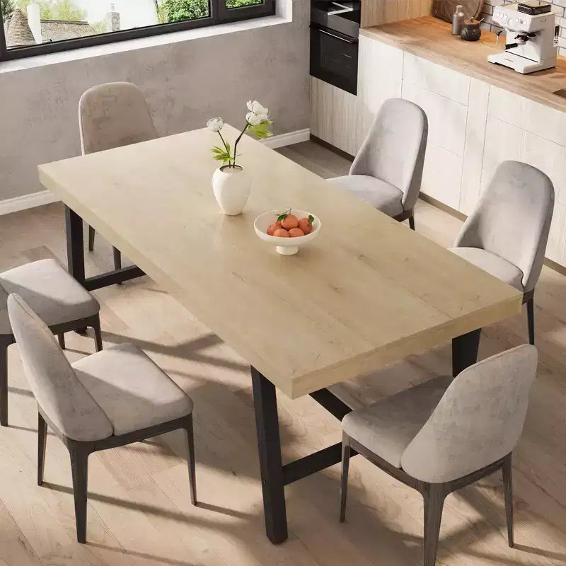 Tavolo da pranzo industriale da 179 cm per 6-8 persone, struttura in metallo, finitura marrone rustico