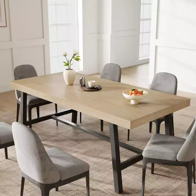 Tavolo da pranzo industriale da 179 cm per 6-8 persone, struttura in metallo, finitura marrone rustico