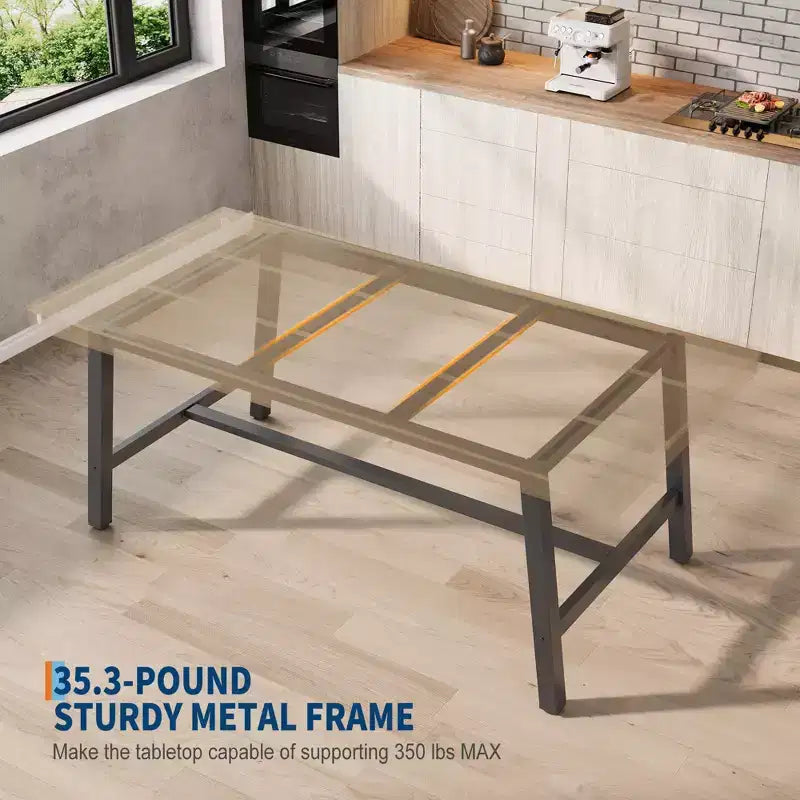Tavolo da pranzo industriale da 179 cm per 6-8 persone, struttura in metallo, finitura marrone rustico