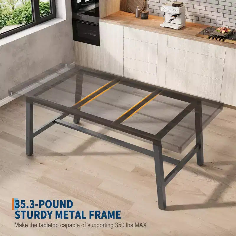 Tavolo da pranzo industriale da 179 cm per 6-8 persone, struttura in metallo, finitura marrone rustico