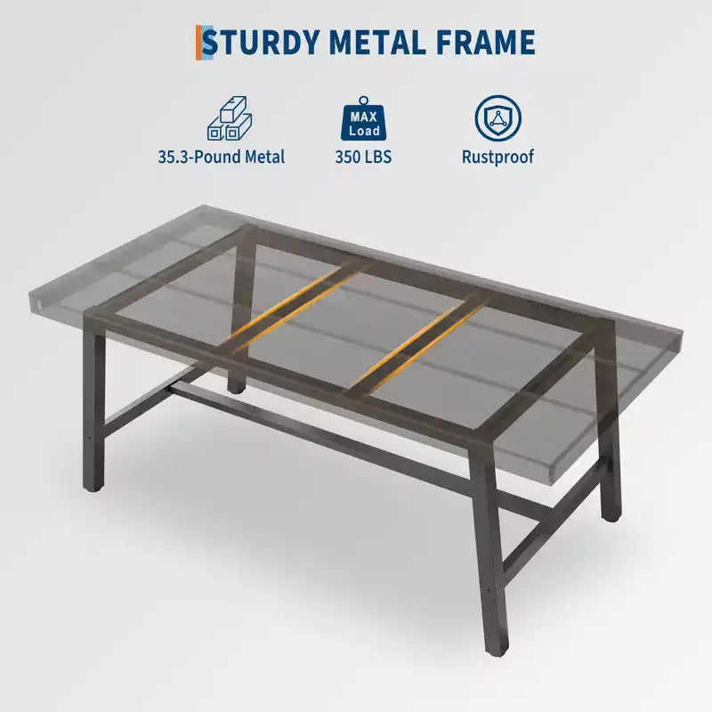 Tavolo da pranzo industriale da 179 cm per 6-8 persone, struttura in metallo, finitura marrone rustico