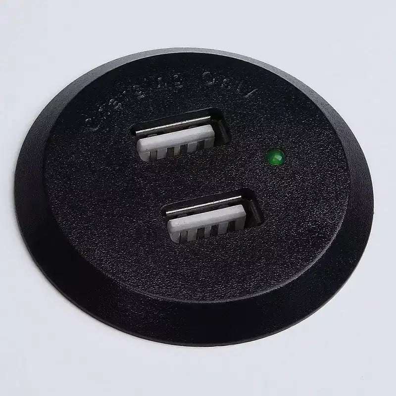 Tavolino moderno con gambe in metallo a X, 1 cassetto e base di ricarica USB