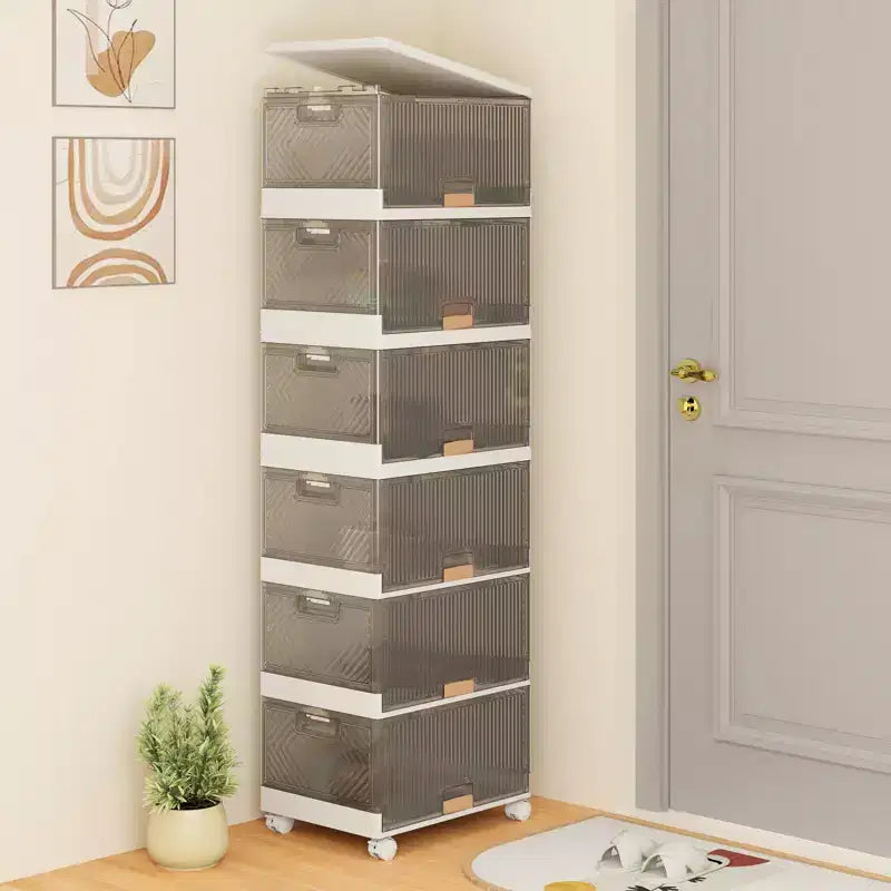 Contenitori impilabili a 6 cubi, scatole per scarpe pieghevoli con ruote rimovibili