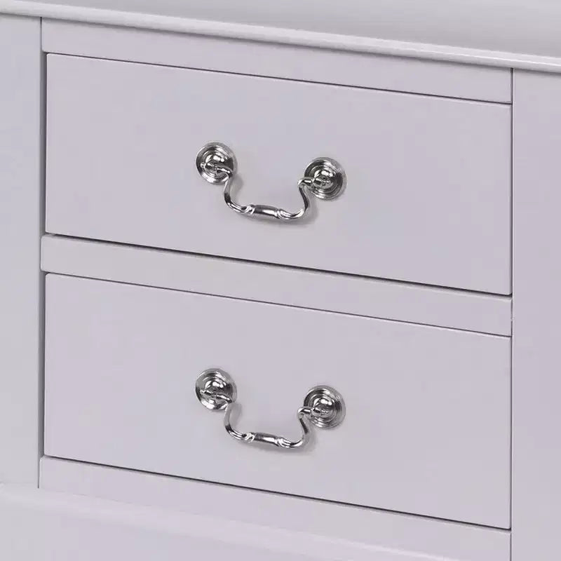 Comodino classico 24 pollici con 2 cassetti, maniglie a pendente, legno bianco
