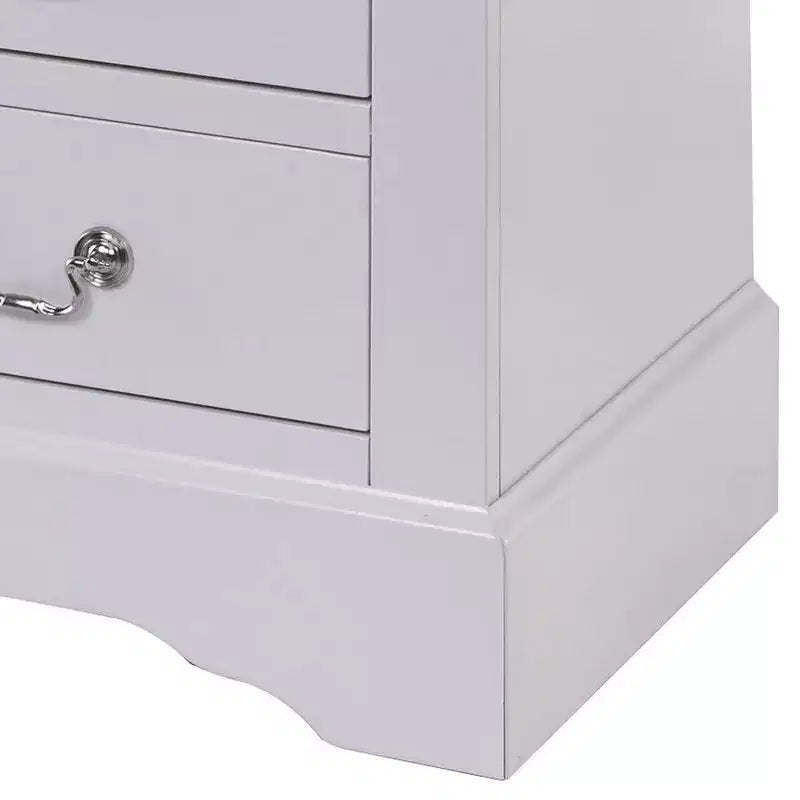 Comodino classico 24 pollici con 2 cassetti, maniglie a pendente, legno bianco