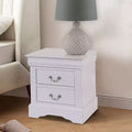 Comodino classico 24 pollici con 2 cassetti, maniglie a pendente, legno bianco
