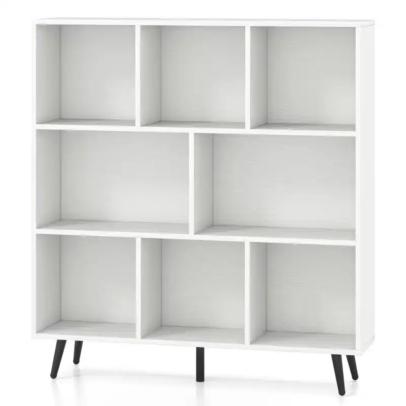 Libreria a 8 cubi, organizer a 3 livelli con 5 gambe in metallo