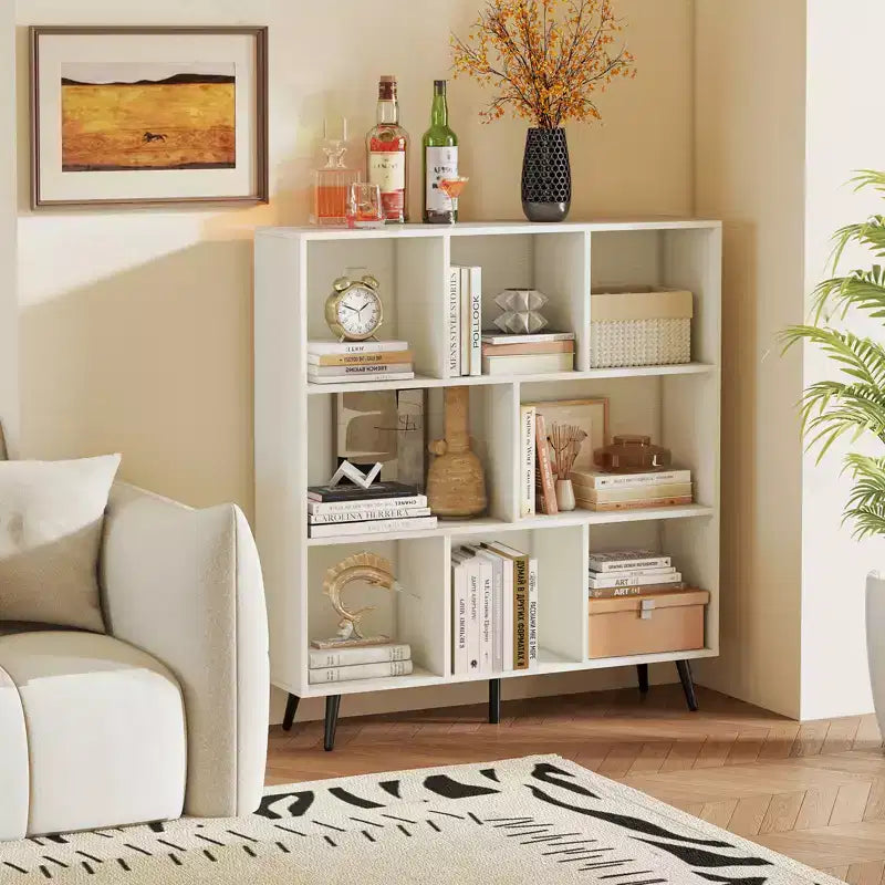Libreria a 8 cubi, organizer a 3 livelli con 5 gambe in metallo
