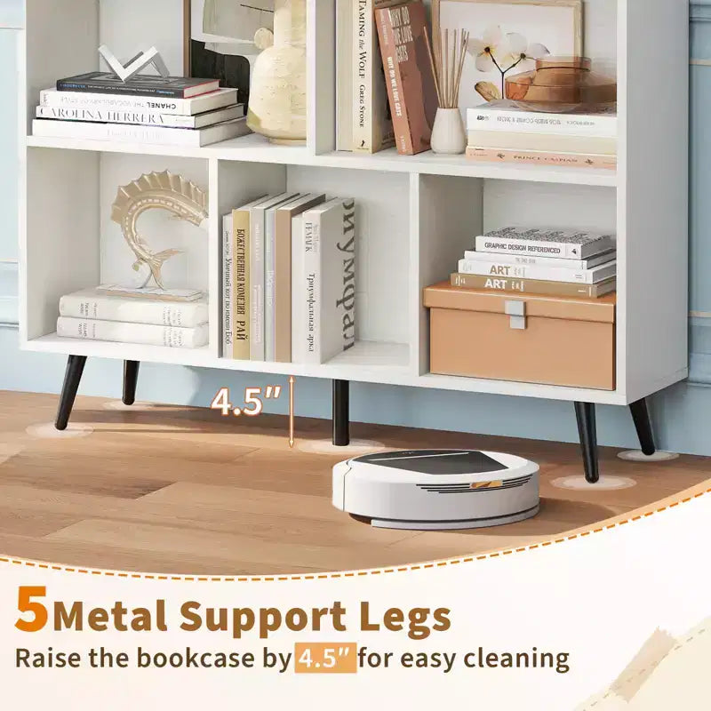 Libreria a 8 cubi, organizer a 3 livelli con 5 gambe in metallo