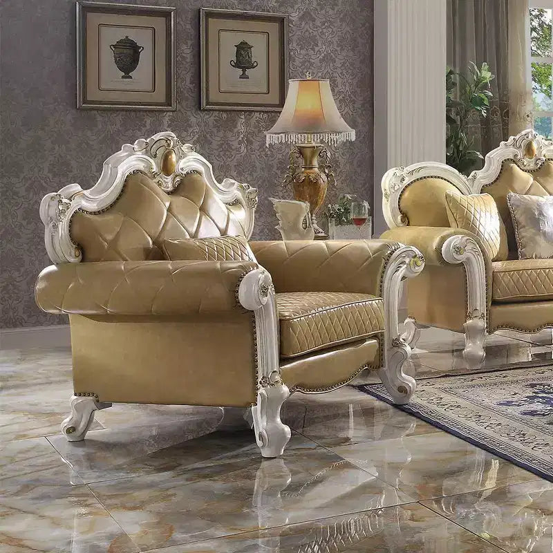 Sedia Picardy in PU da 50" color Butterscotch/Perla Antica - Acme Furniture