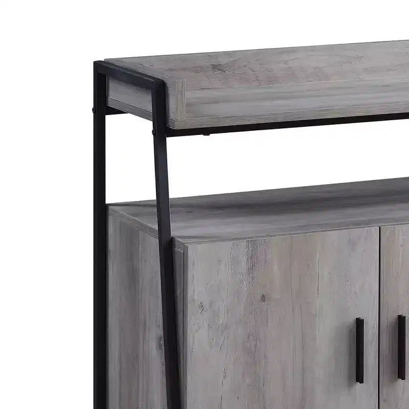 Acme Furniture 52" Samiya Porta TV per TV fino a 50" Rovere Grigio/Finitura Nera: Mobile Consolle con Schienale Aperto e Ante