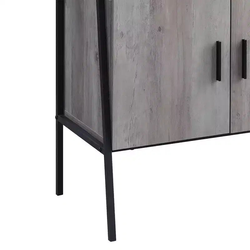 Acme Furniture 52" Samiya Porta TV per TV fino a 50" Rovere Grigio/Finitura Nera: Mobile Consolle con Schienale Aperto e Ante