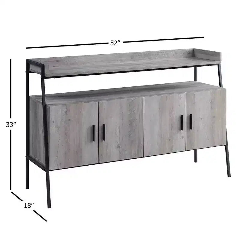 Acme Furniture 52" Samiya Porta TV per TV fino a 50" Rovere Grigio/Finitura Nera: Mobile Consolle con Schienale Aperto e Ante