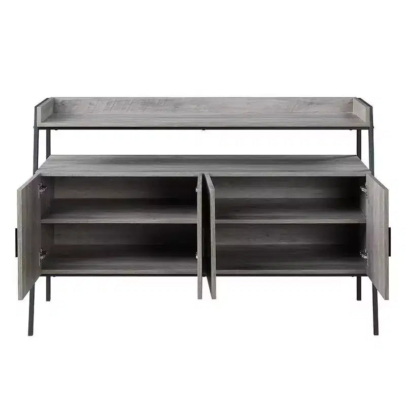 Acme Furniture 52" Samiya Porta TV per TV fino a 50" Rovere Grigio/Finitura Nera: Mobile Consolle con Schienale Aperto e Ante