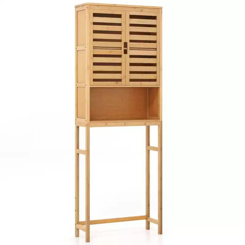 Mobiletto da bagno sopra il WC Costway, scaffale alto in bambù, organizer salvaspazio