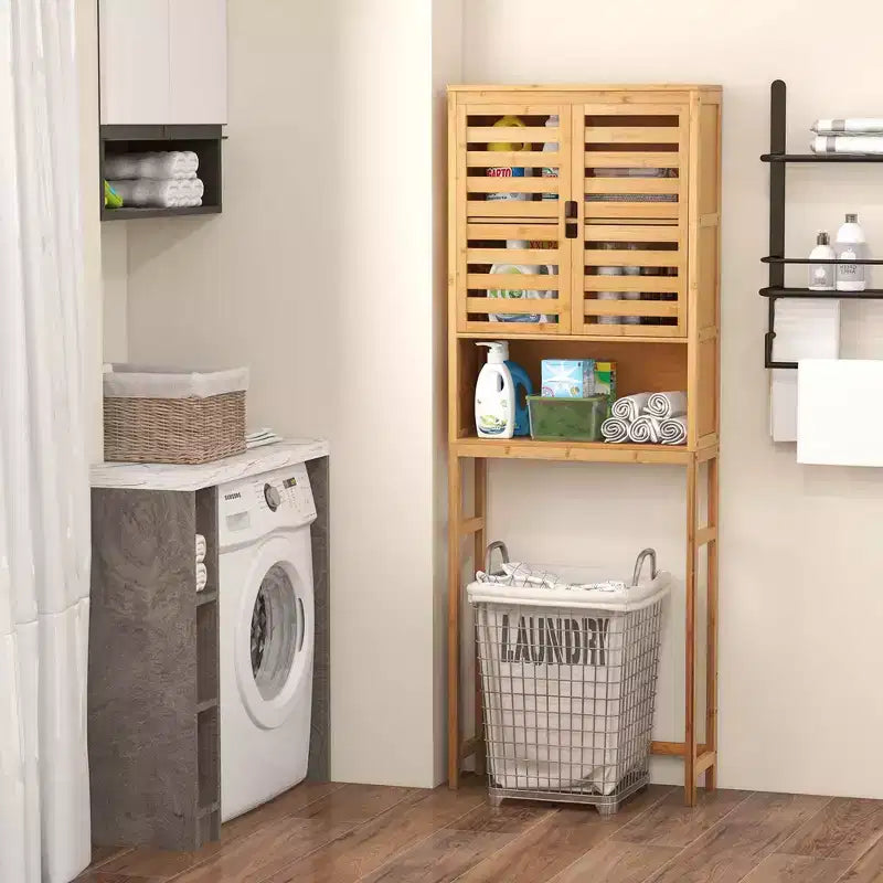 Mobiletto da bagno sopra il WC Costway, scaffale alto in bambù, organizer salvaspazio