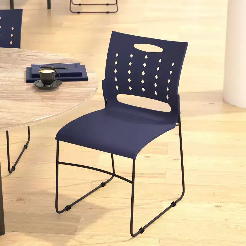 Flash Furniture 5 Pack Sedia impilabile serie HERCULES con base a slitta, portata 400 kg, con schienale ventilato