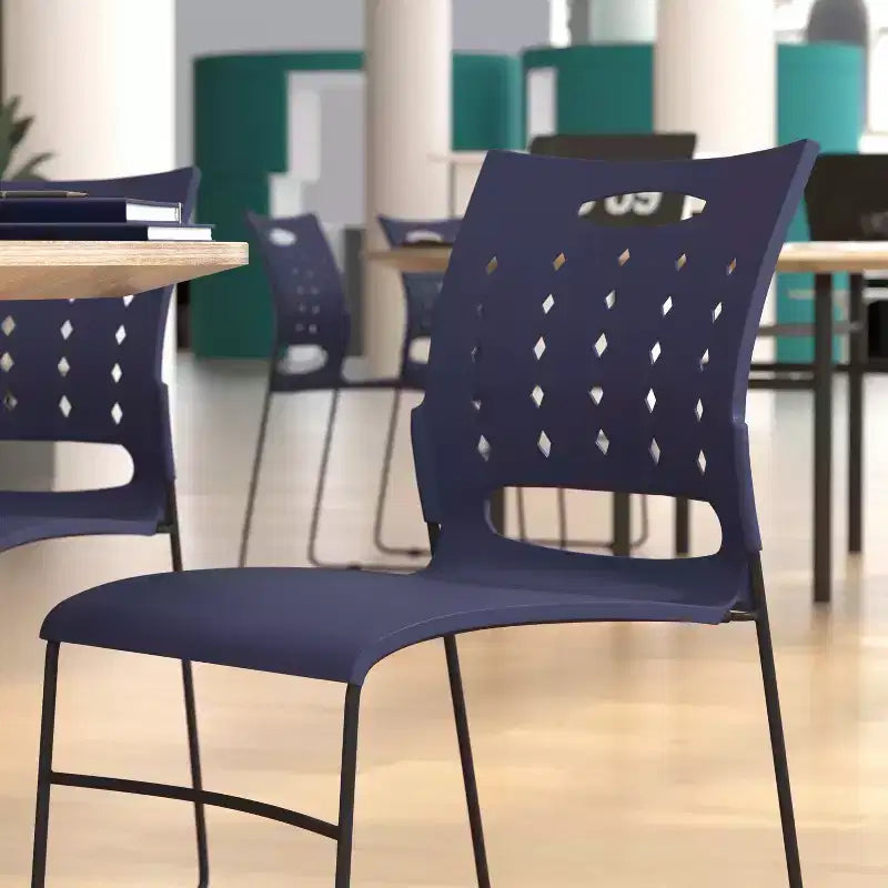 Flash Furniture 5 Pack Sedia impilabile serie HERCULES con base a slitta, portata 400 kg, con schienale ventilato