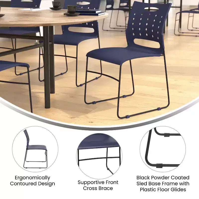 Flash Furniture 5 Pack Sedia impilabile serie HERCULES con base a slitta, portata 400 kg, con schienale ventilato
