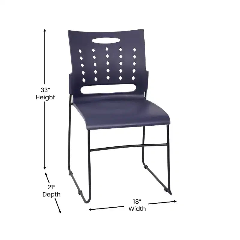 Flash Furniture 5 Pack Sedia impilabile serie HERCULES con base a slitta, portata 400 kg, con schienale ventilato