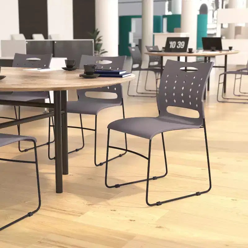 Flash Furniture 5 Pack Sedia impilabile serie HERCULES con base a slitta, portata 400 kg, con schienale ventilato