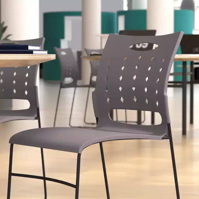 Flash Furniture 5 Pack Sedia impilabile serie HERCULES con base a slitta, portata 400 kg, con schienale ventilato