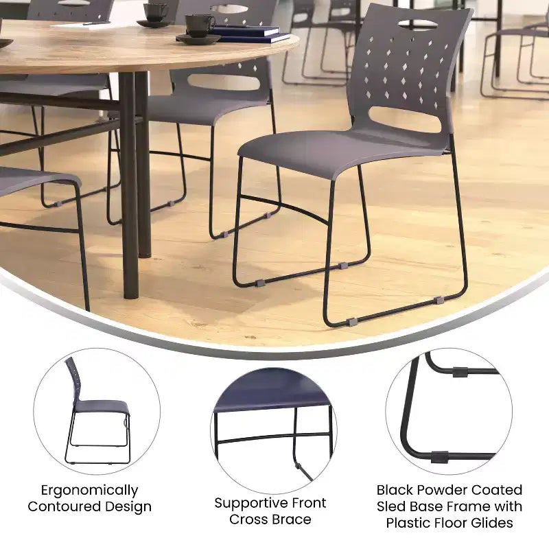 Flash Furniture 5 Pack Sedia impilabile serie HERCULES con base a slitta, portata 400 kg, con schienale ventilato