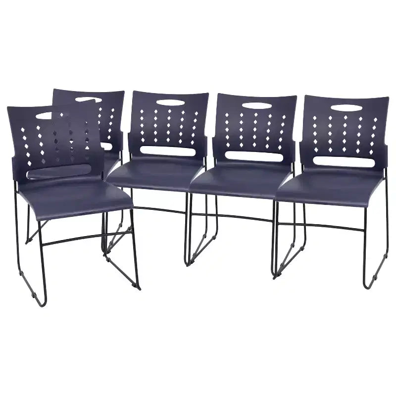 Flash Furniture 5 Pack Sedia impilabile serie HERCULES con base a slitta, portata 400 kg, con schienale ventilato