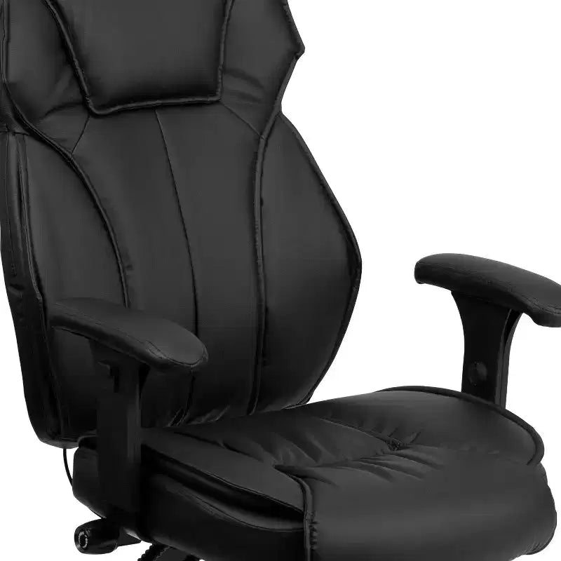 Sedia da ufficio ergonomica multifunzione Emma e Oliver High Back in LeatherSoft nero, manopola lombare