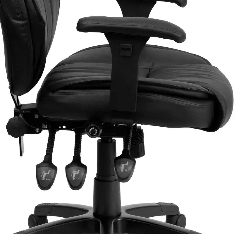 Sedia da ufficio ergonomica multifunzione Emma e Oliver High Back in LeatherSoft nero, manopola lombare