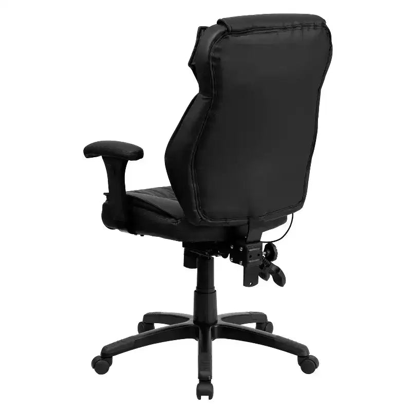 Sedia da ufficio ergonomica multifunzione Emma e Oliver High Back in LeatherSoft nero, manopola lombare