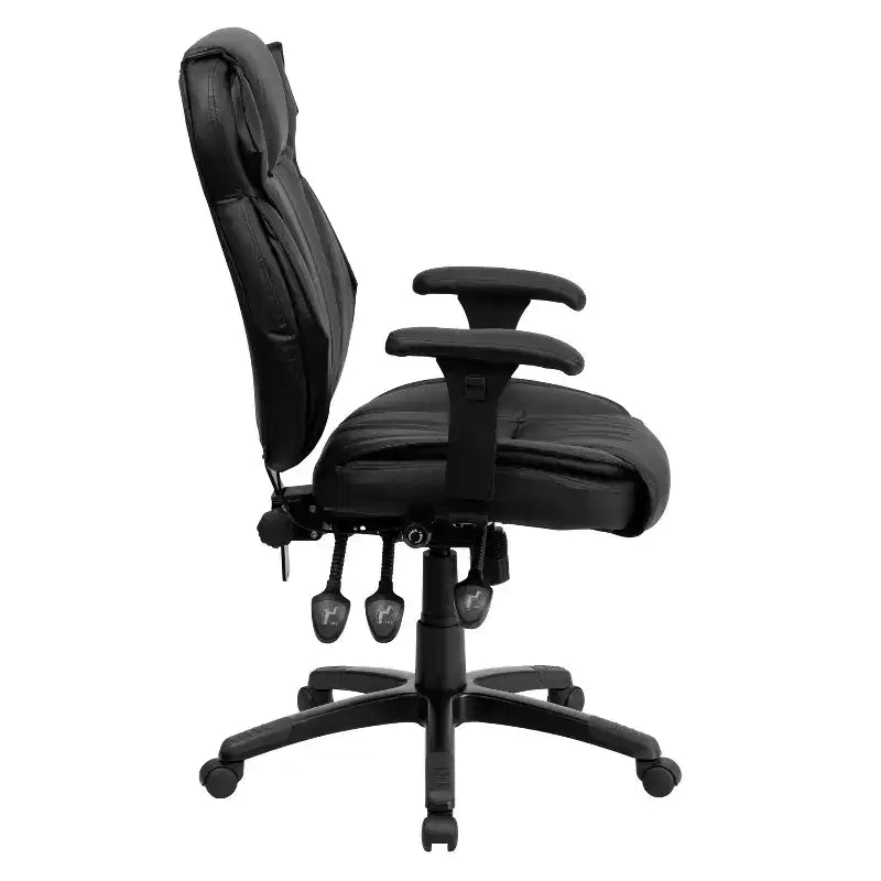 Sedia da ufficio ergonomica multifunzione Emma e Oliver High Back in LeatherSoft nero, manopola lombare