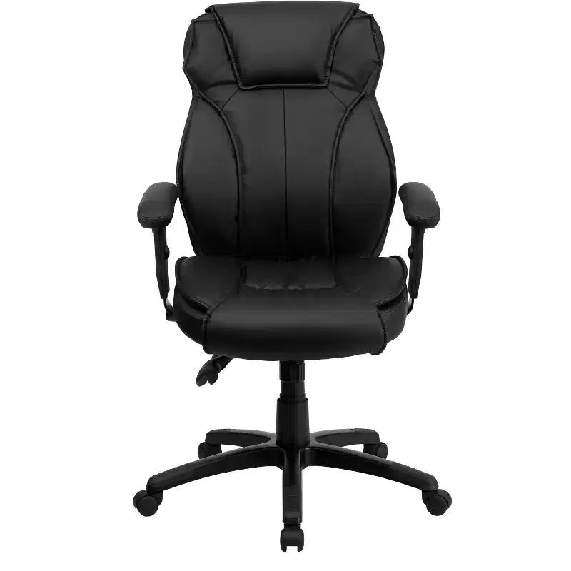 Sedia da ufficio ergonomica multifunzione Emma e Oliver High Back in LeatherSoft nero, manopola lombare