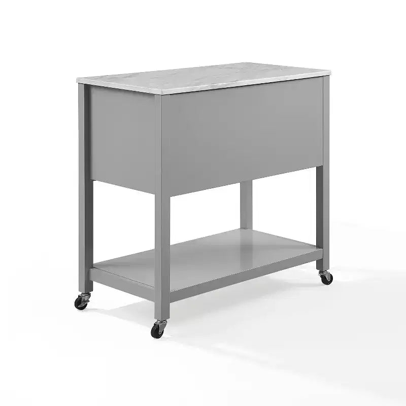 Carrello da Cucina con 4 Cassetti, Ripiano Fisso e Ruote Bloccabili, Finitura Impiallacciata
