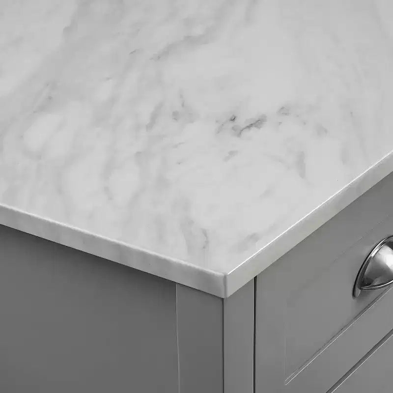 Carrello da Cucina con 4 Cassetti, Ripiano Fisso e Ruote Bloccabili, Finitura Impiallacciata