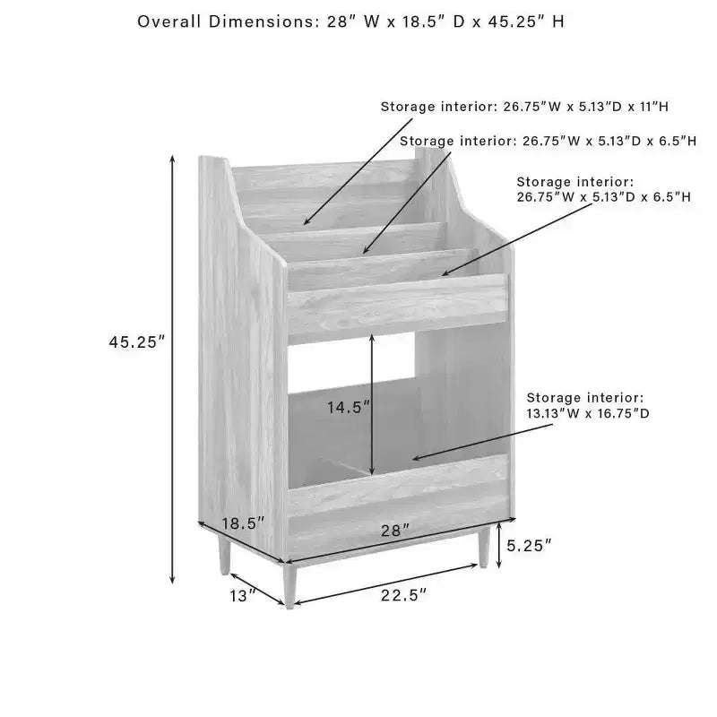 Supporto porta vinili con 2 ripiani aperti, in legno di gomma e MDF, 114 cm