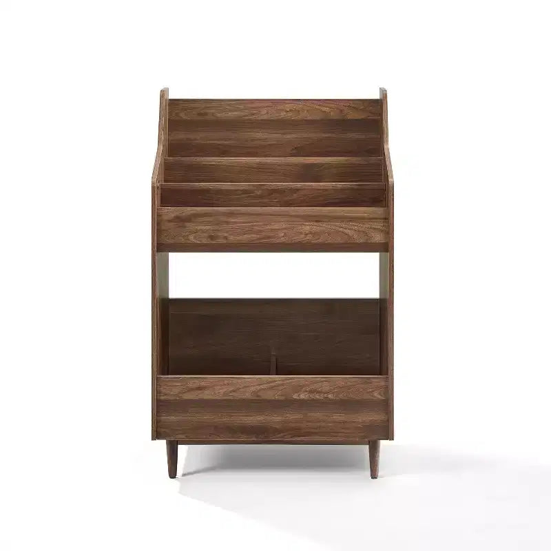 Supporto porta vinili con 2 ripiani aperti, in legno di gomma e MDF, 114 cm