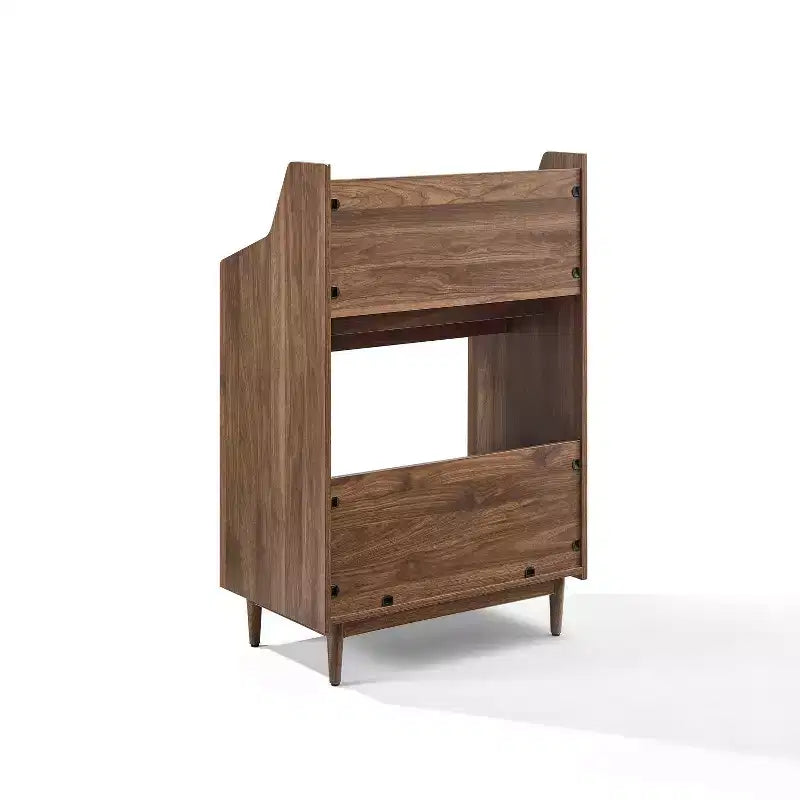 Supporto porta vinili con 2 ripiani aperti, in legno di gomma e MDF, 114 cm