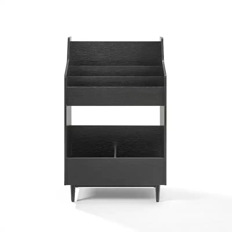 Supporto porta vinili con 2 ripiani aperti, in legno di gomma e MDF, 114 cm
