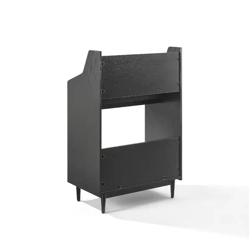 Supporto porta vinili con 2 ripiani aperti, in legno di gomma e MDF, 114 cm